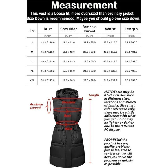 Risissida Women Long Loose Puffer Vest Quilted Hooded Oversized Thermal Gilet - Picture 6 of 6